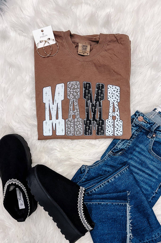 Neutral Crosses MAMA Graphic - Multiple Styles: Medium / Espresso Tee