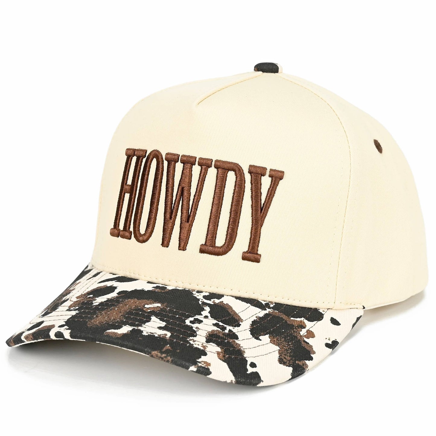 C.C HOWDY Embroidered Letter with Cow Print Trucker Hat