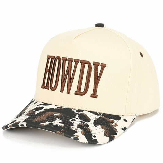 C.C HOWDY Embroidered Letter with Cow Print Trucker Hat