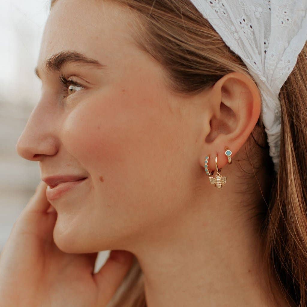 Gaby Turquoise Hoops: Silver