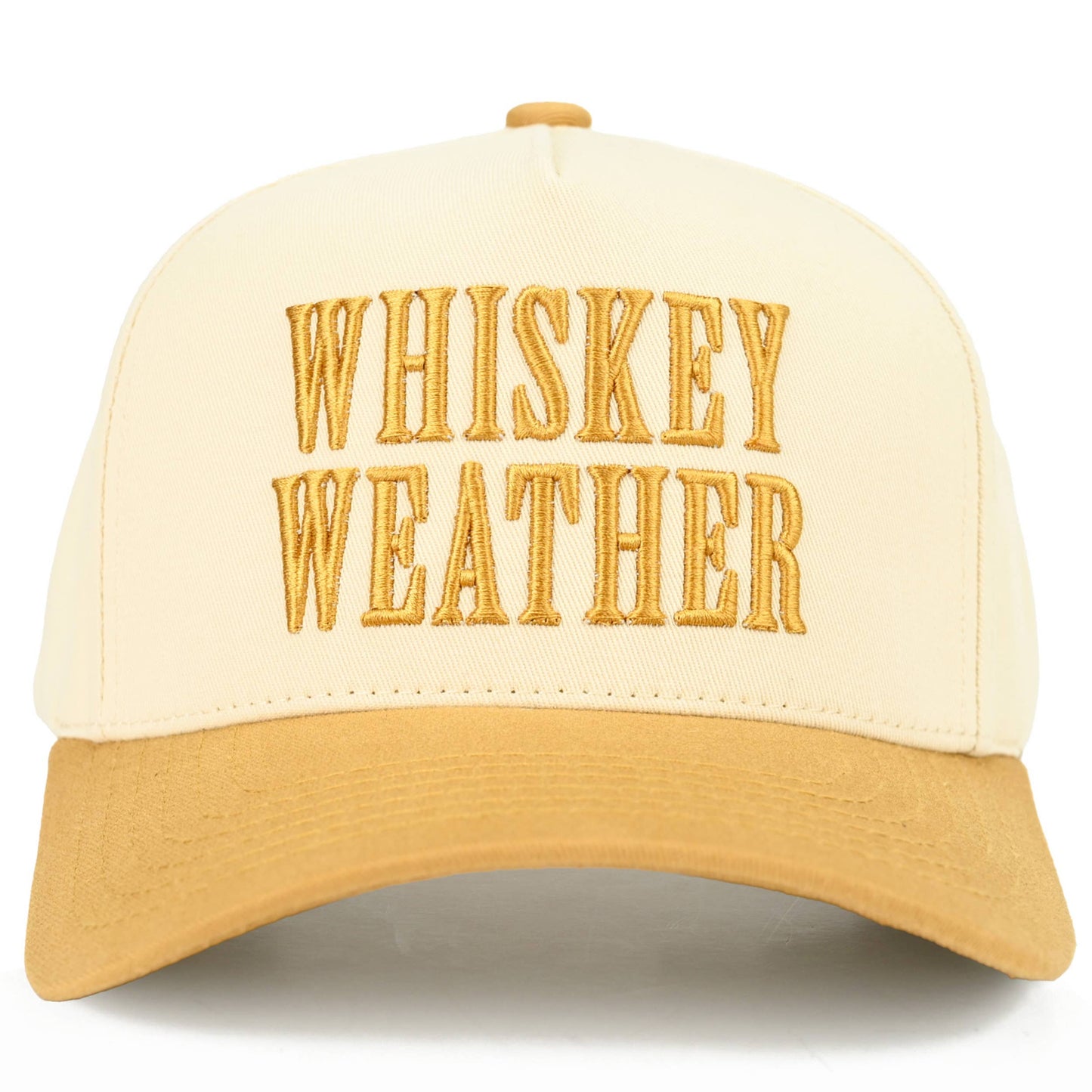 C.C WHISKEY WEATHER Embroidered Letter Two Tone Trucker Hat: Brown