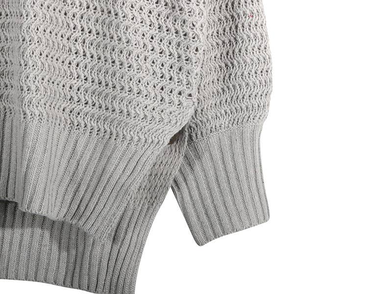 Chunky knit side split  plain knit sweater jumper: Beige / L