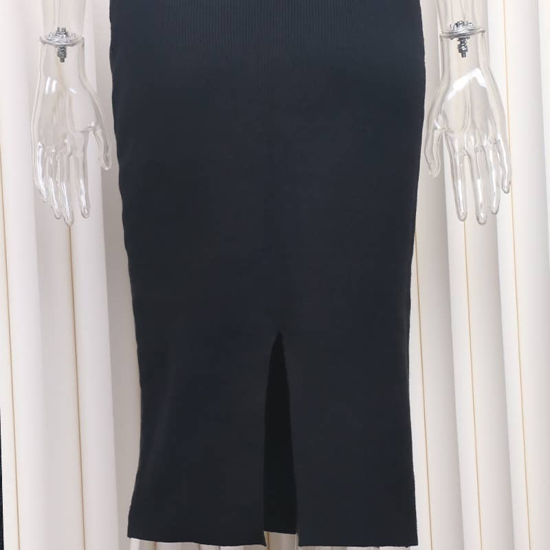Solid Color Top & Skirt 2PCS Kintted Set Sweater Set HL7300: Brick / XL