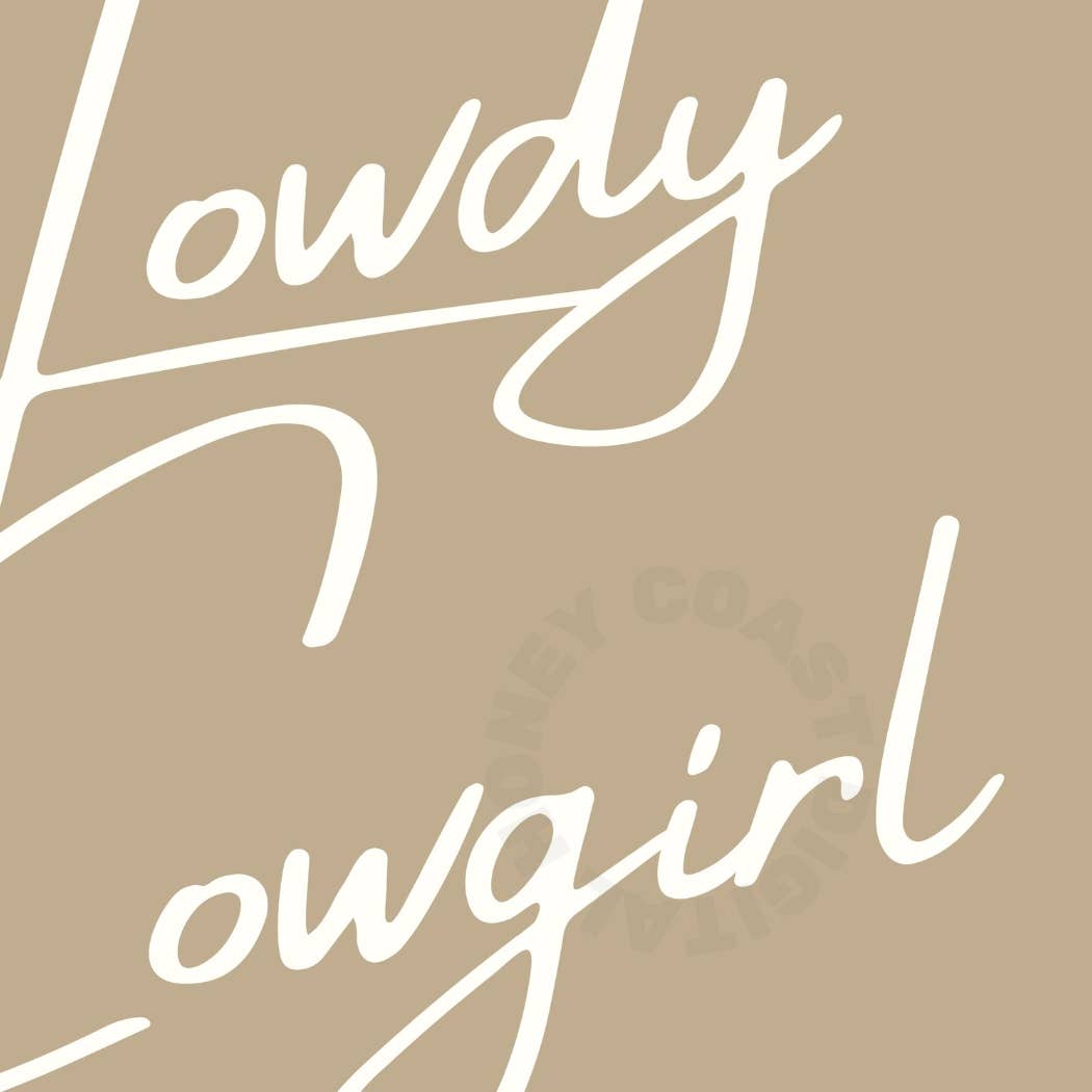 Coastal Cowgirl Poster, Trendy Neutral Beige Cowboy Wall Art: 9" x 11"