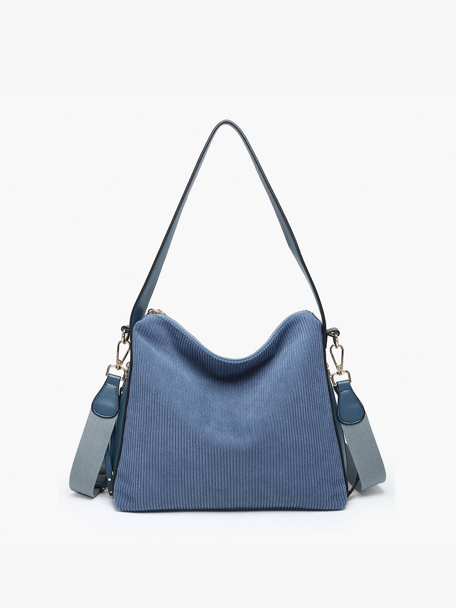 Michaela Slouchy Hobo w/ Guitar Strap | M2594 : Black/White