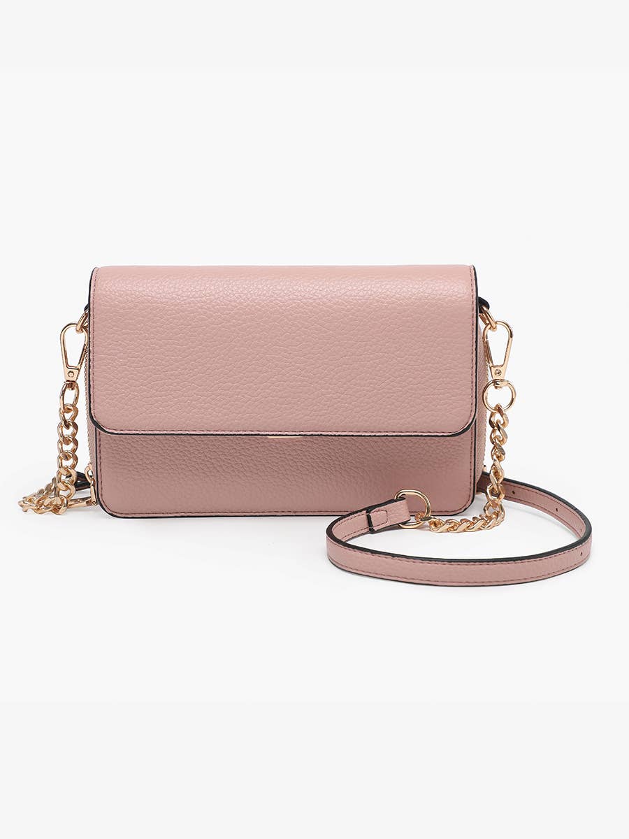 M2589 Lauryn Flapover Crossbody w/ Chain Strap: Black
