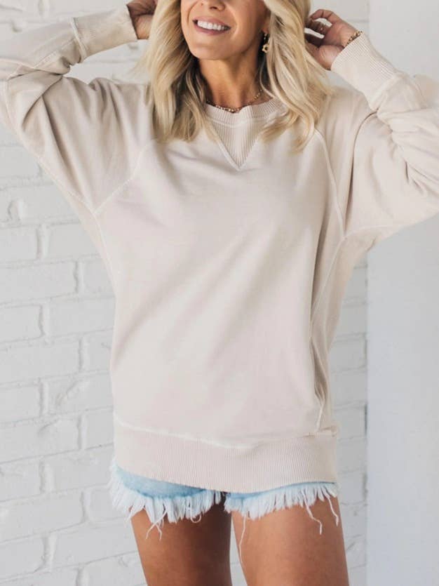 RIBBED POCKET PULLOVER LONG-SLEEVED LOOSE HOODIE: ARMYGREEN / (XL) 1