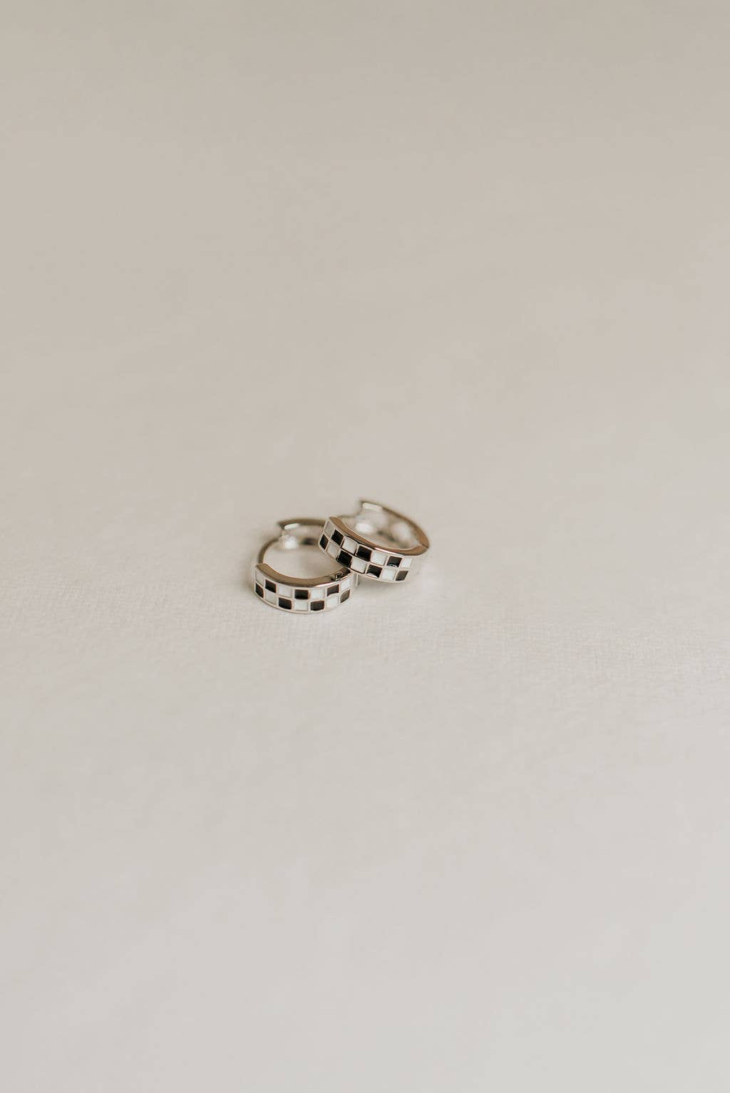 Black & White Checkered Hoops: Silver