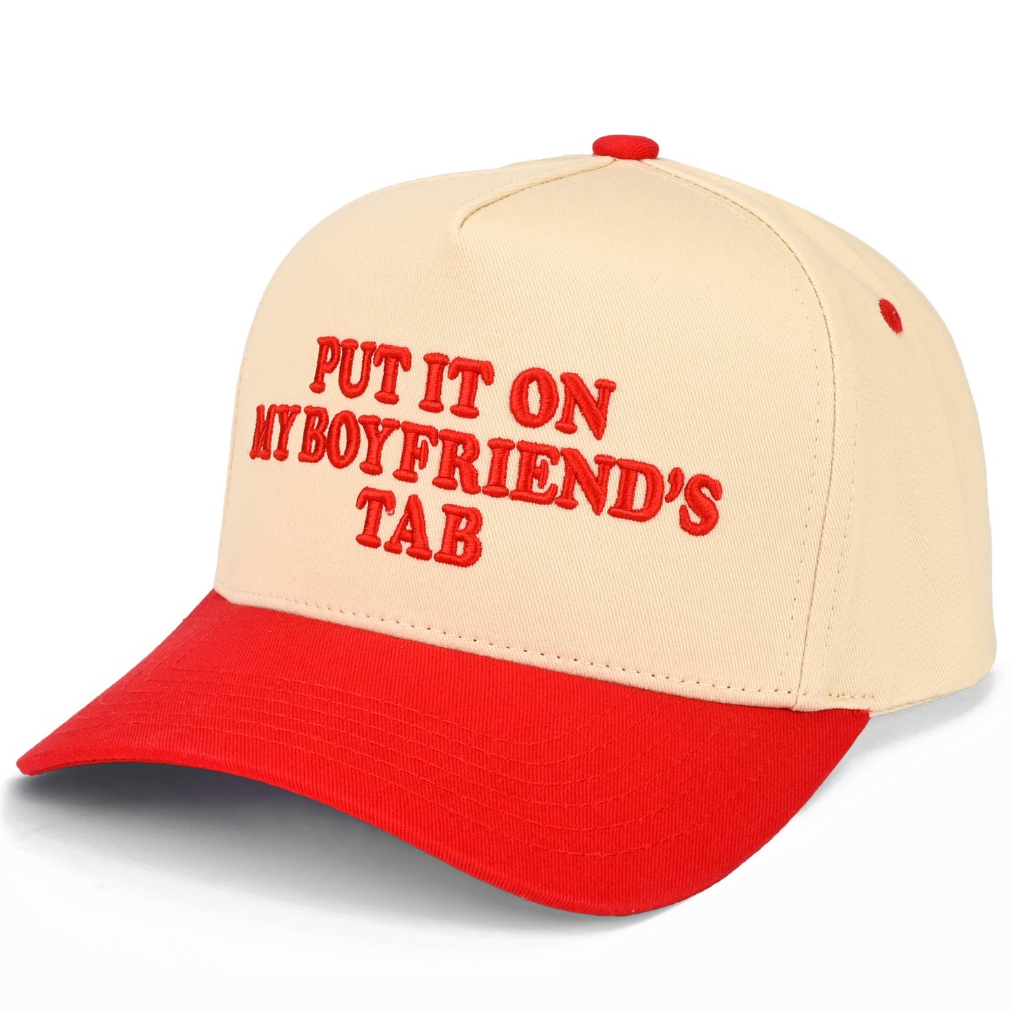 C.C PUT IT ON MY BOYFRIEND'S TAB Letter Two Tone Trucker Hat: Black