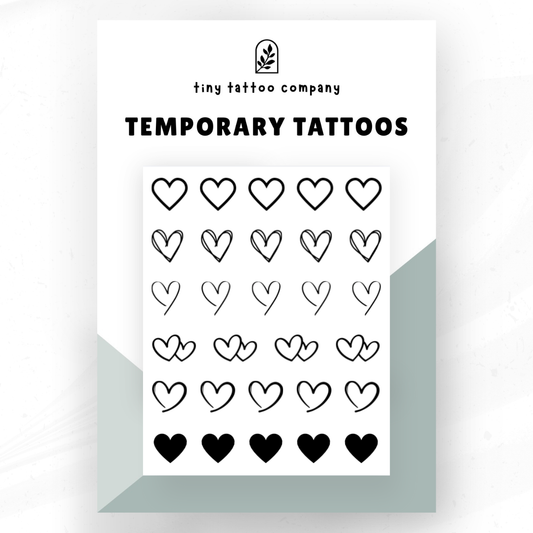 Mini Heart Temporary Tattoo Pack 🖤