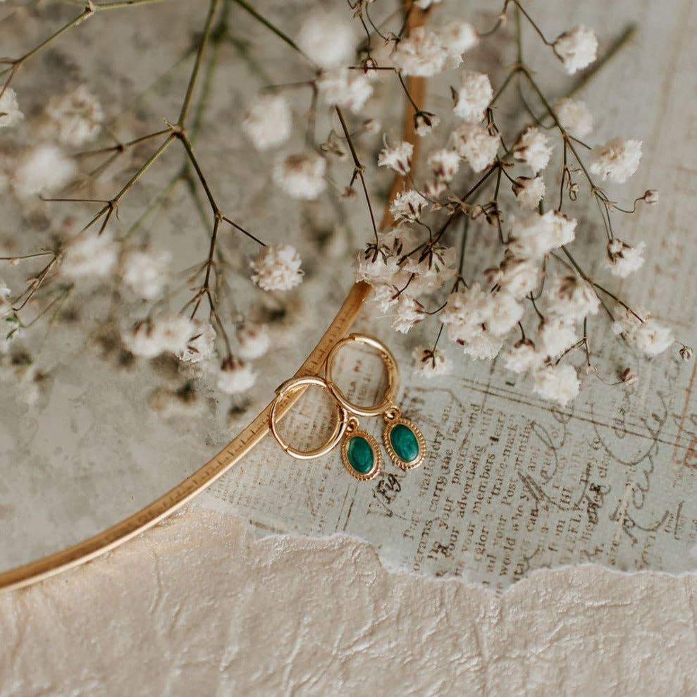 Riley Turquoise Hoops: Gold