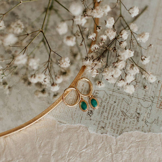 Riley Turquoise Hoops: Gold