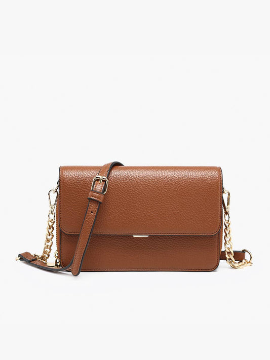 M2589 Lauryn Flapover Crossbody w/ Chain Strap: Brown