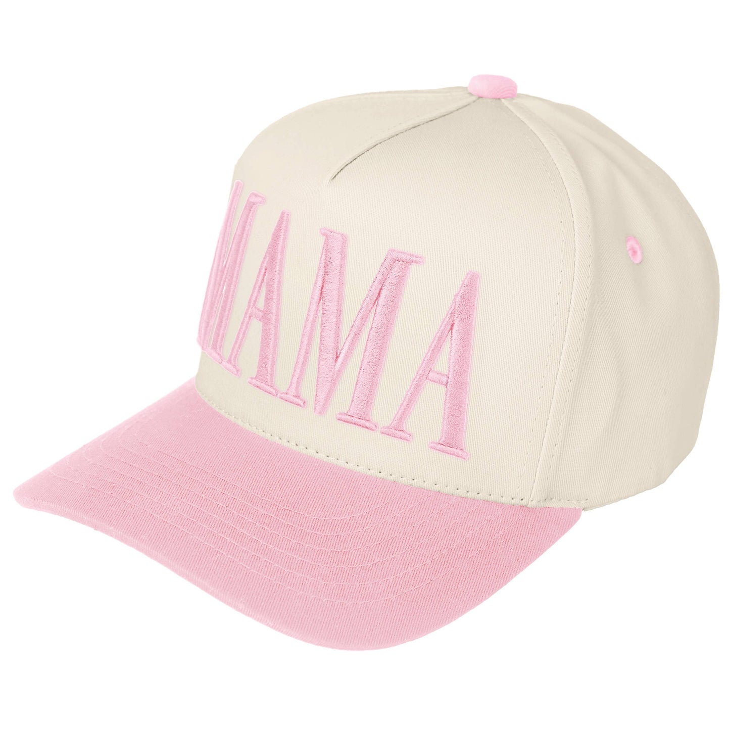 C.C MAMA Letter embroidered Snapback Trucker Hat: Light Pink