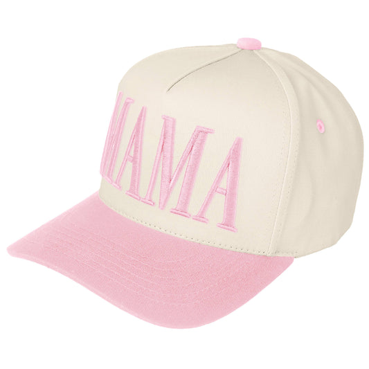 C.C MAMA Letter embroidered Snapback Trucker Hat: Light Pink