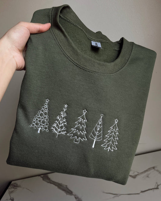 Embroidered Christmas Tree Sweatshirt: XL