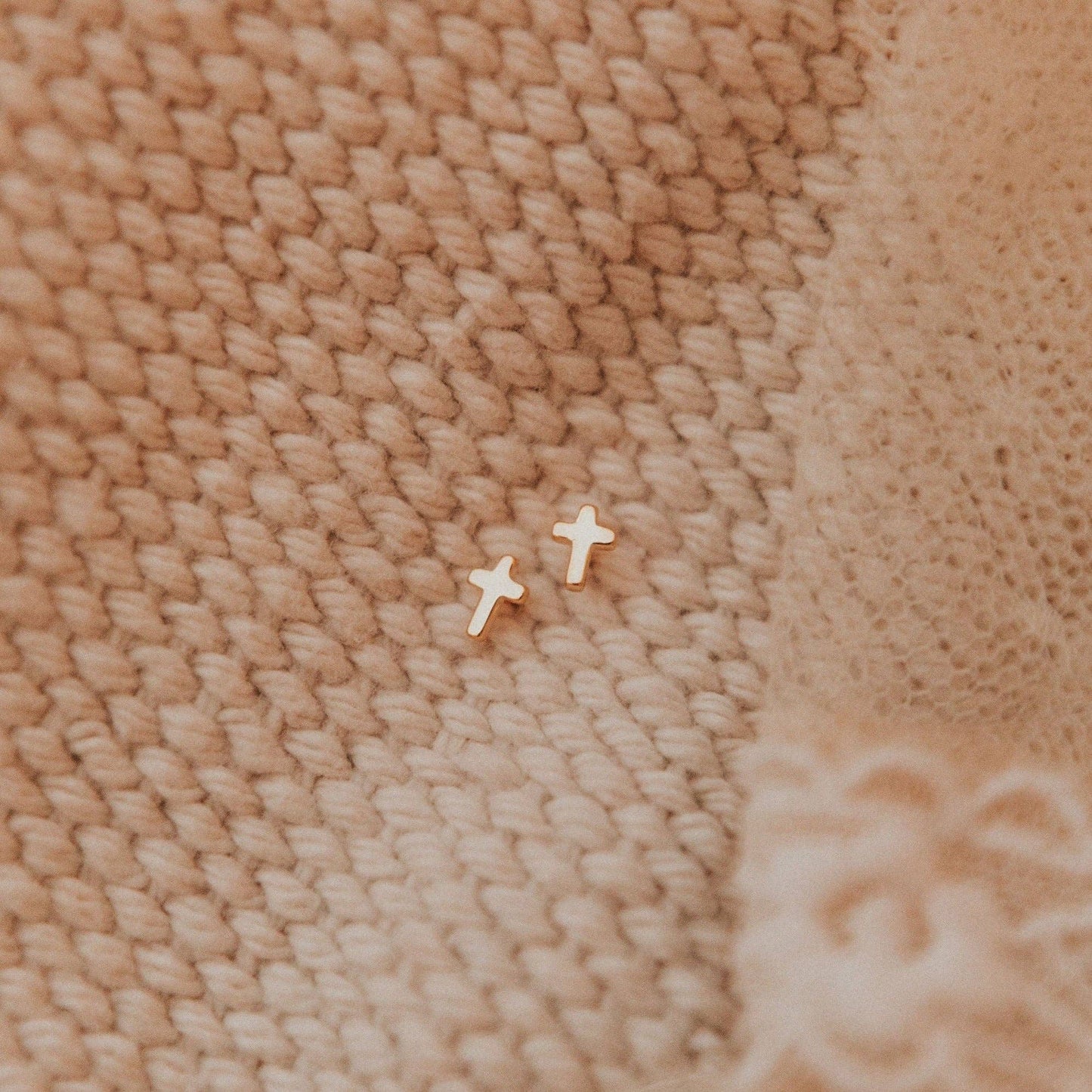 Cross Studs: Gold