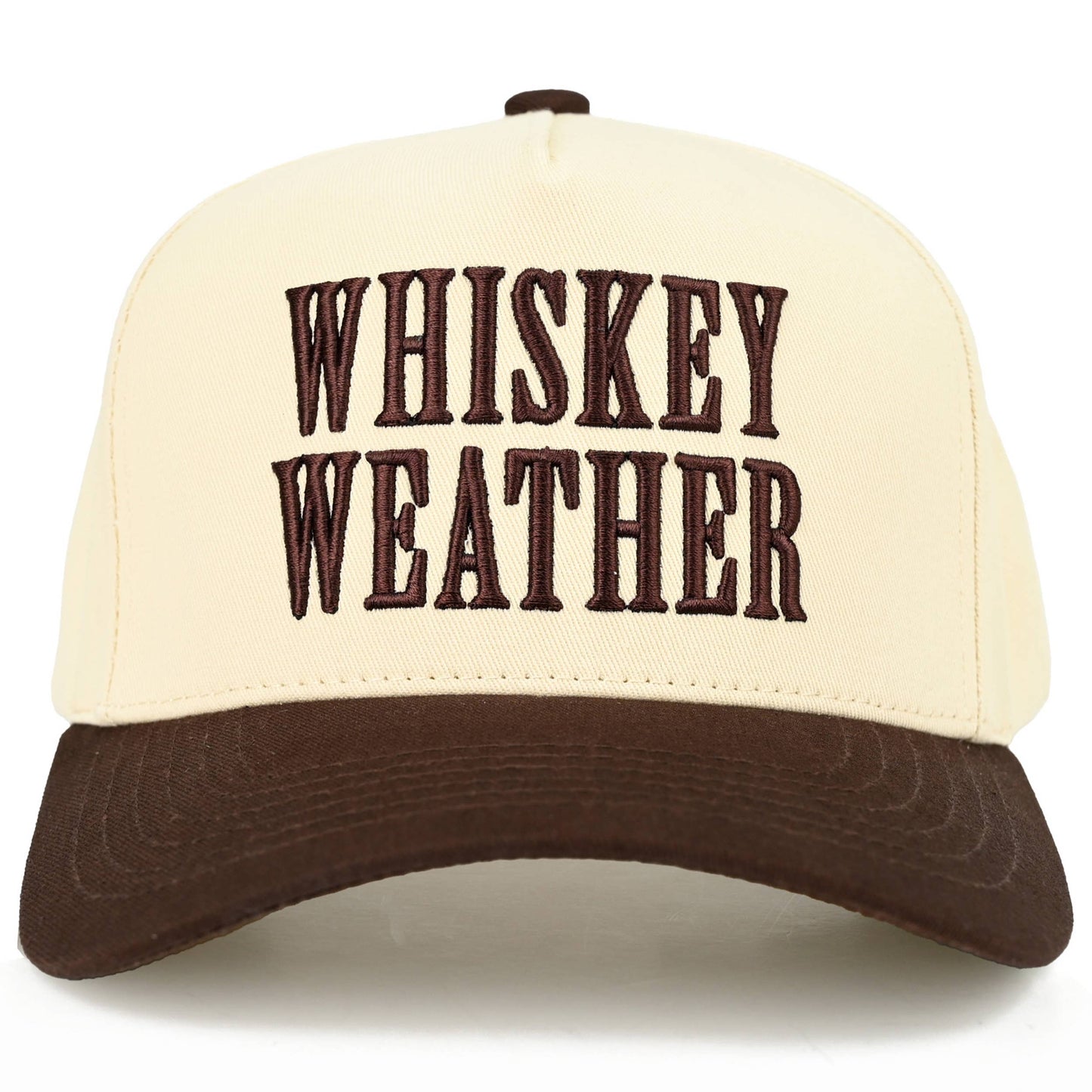 C.C WHISKEY WEATHER Embroidered Letter Two Tone Trucker Hat: Brown