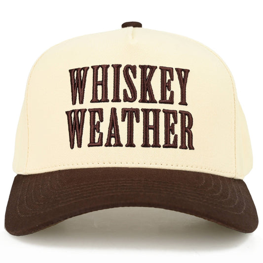 C.C WHISKEY WEATHER Embroidered Letter Two Tone Trucker Hat: Brown