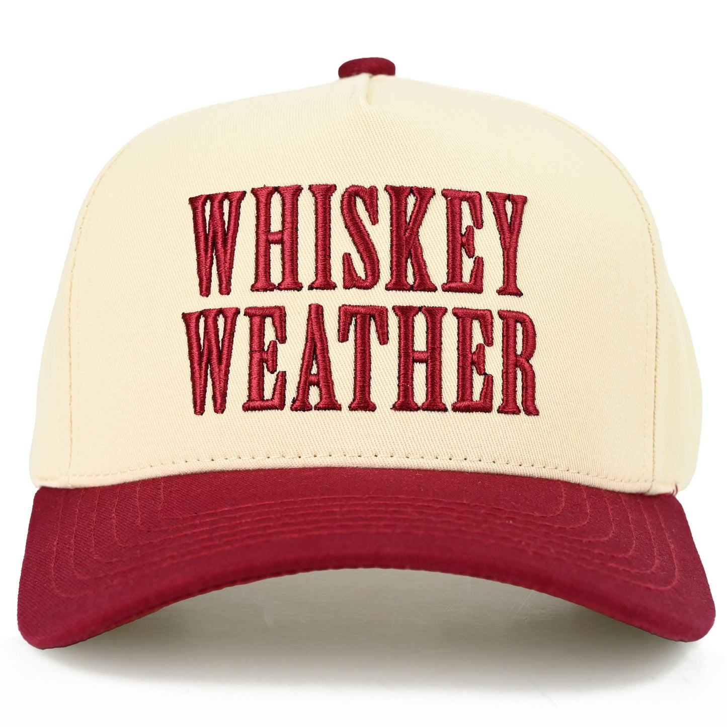 C.C WHISKEY WEATHER Embroidered Letter Two Tone Trucker Hat: Brown