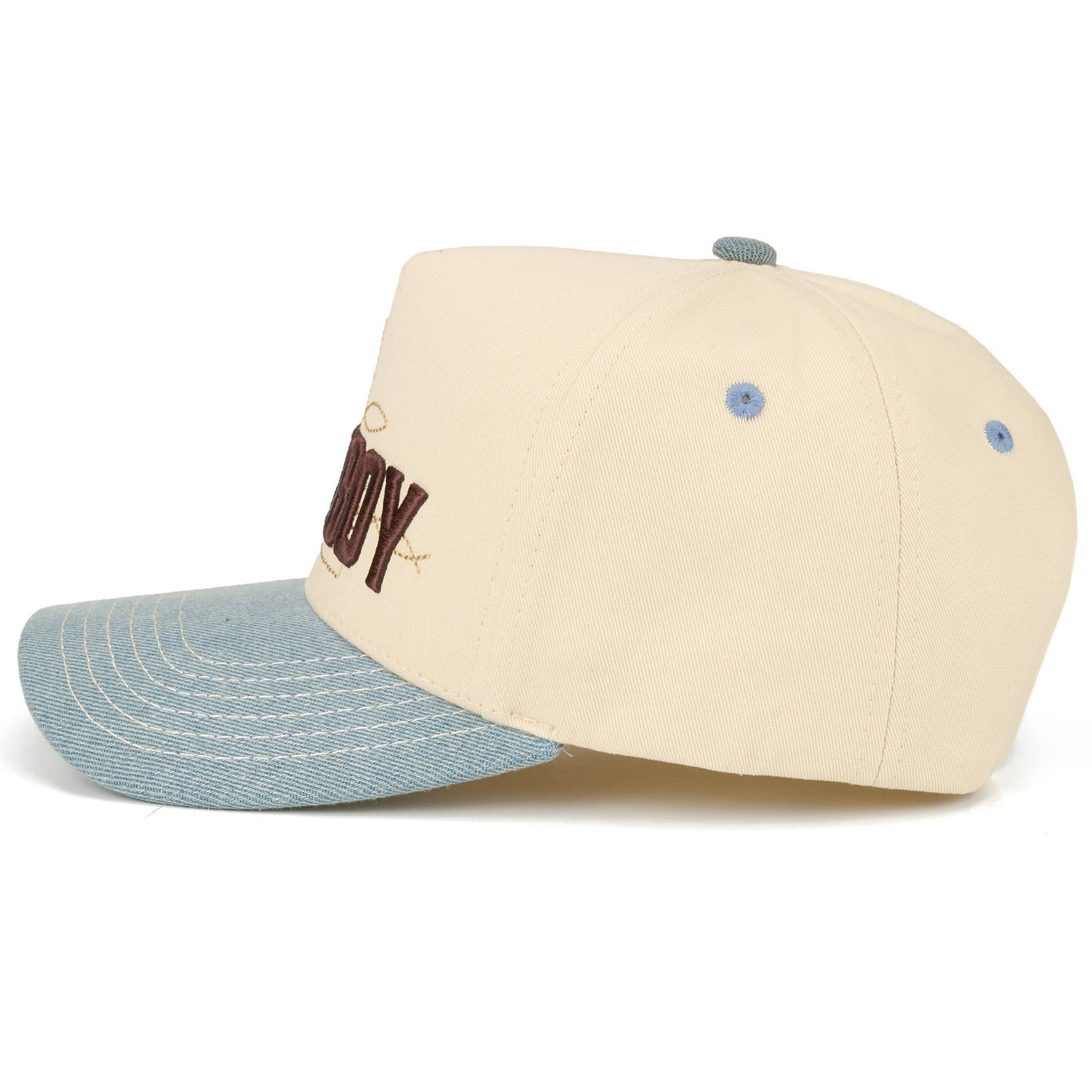 C.C COWBOY Letter Embroidered on Two Tone Trucker Hat: Brown