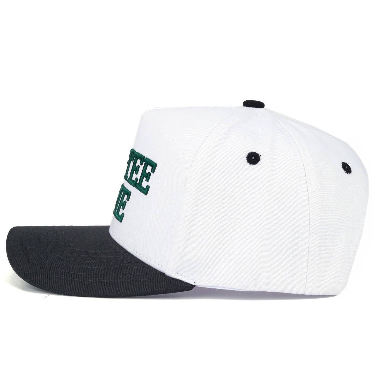 C.C PAR-TEE TIME Letter Embroidered on Two Tone Trucker Hat: Black
