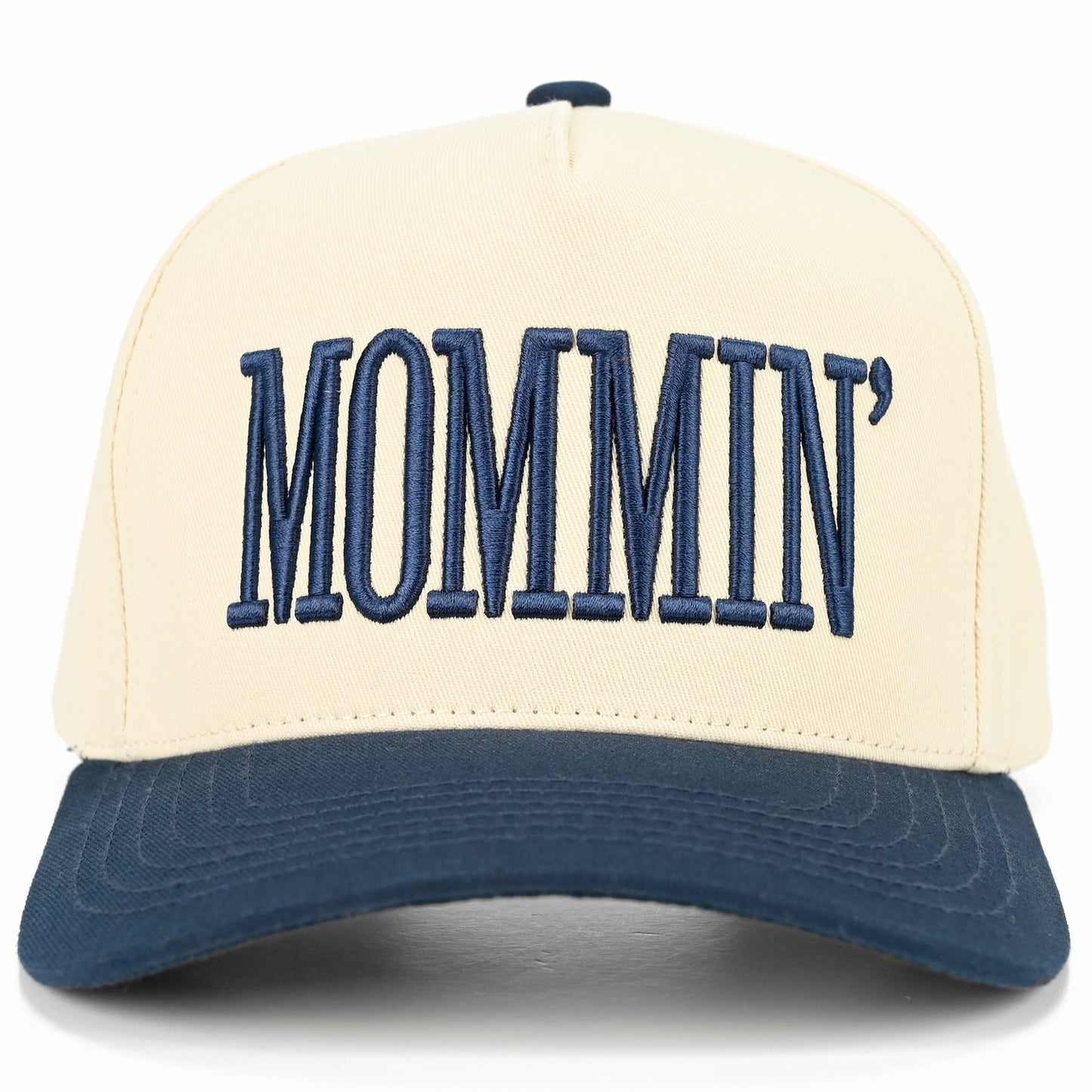 C.C MOMMIN Letter Two Tone Trucker Cap: Beige
