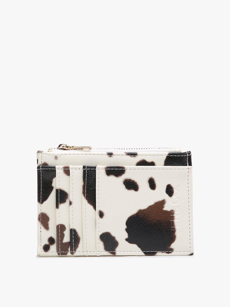 WL1991 Sia Printed Card Holder Wallet: Cow-White