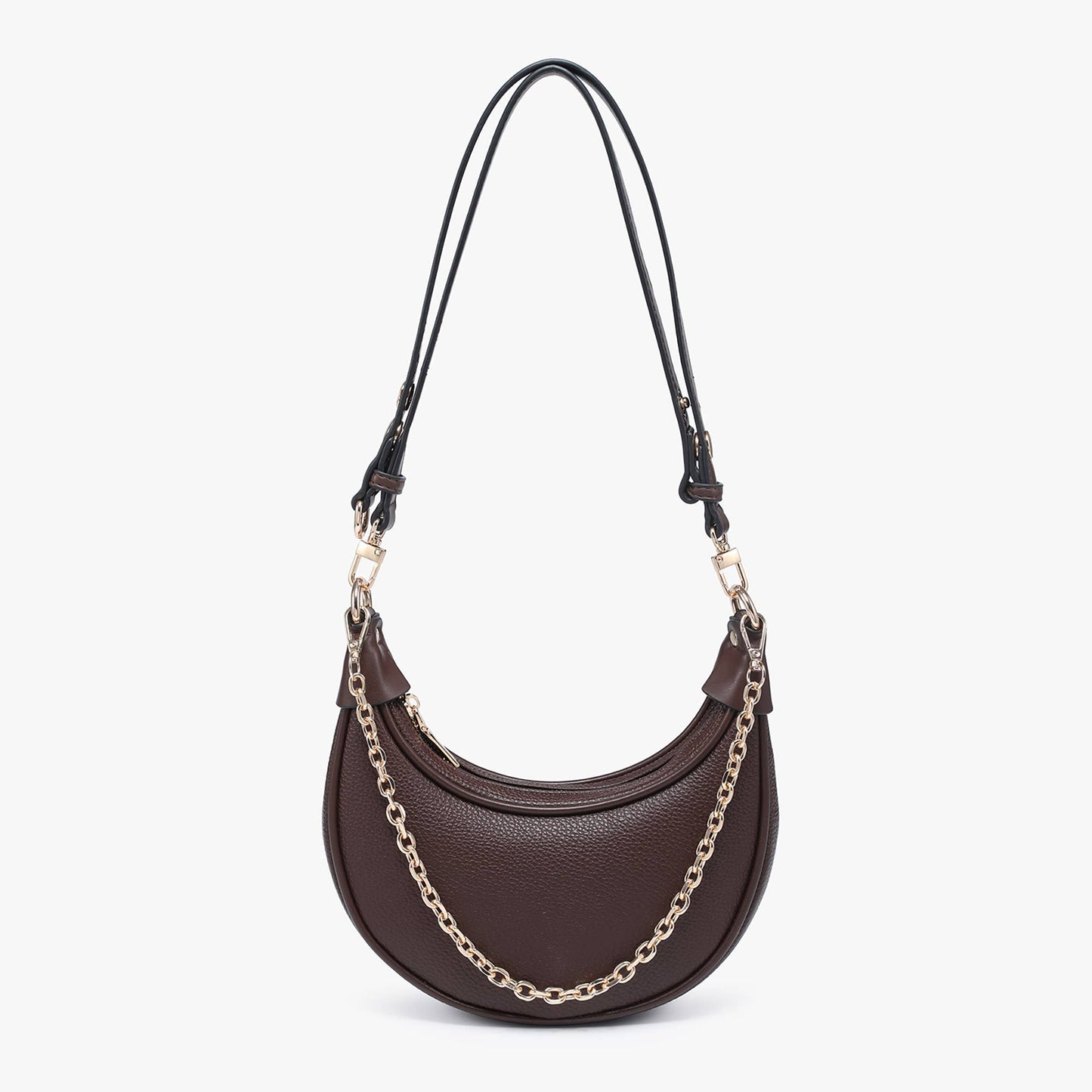 Zora Moon Shoulder Bag w/ Chain | M2503 : Espresso