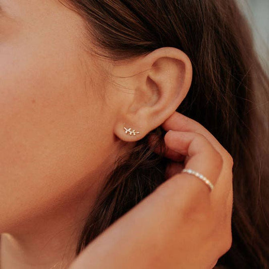 Laurel Gold Leaf Studs