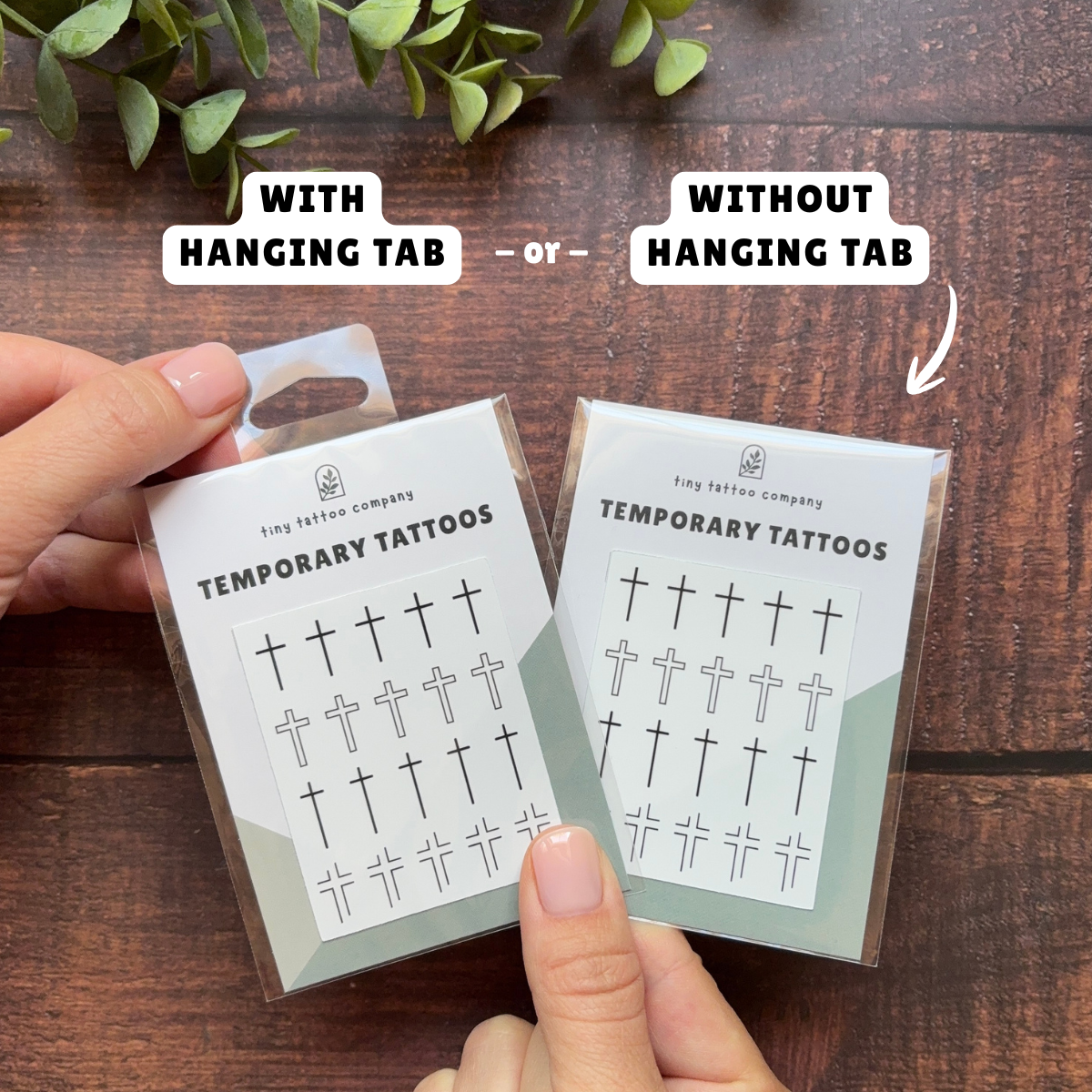 Tiny Cross Temporary Tattoo Set  ✝︎: With Hanging Tab