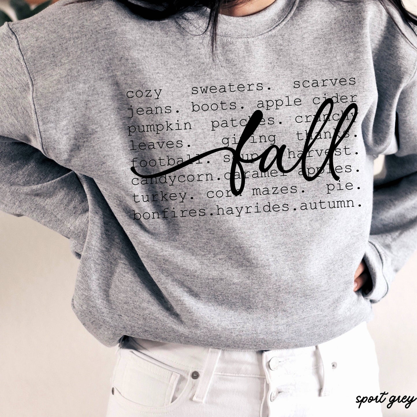 Fall Words Sweatshirt *5 Colors (S-3X): Large / Sand