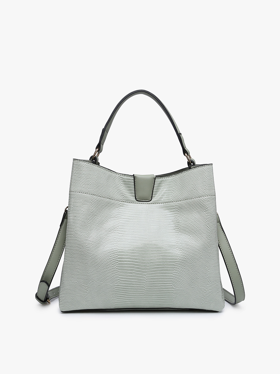 Tati Lizard Monogrammable Satchel | M1951LZ : Grey