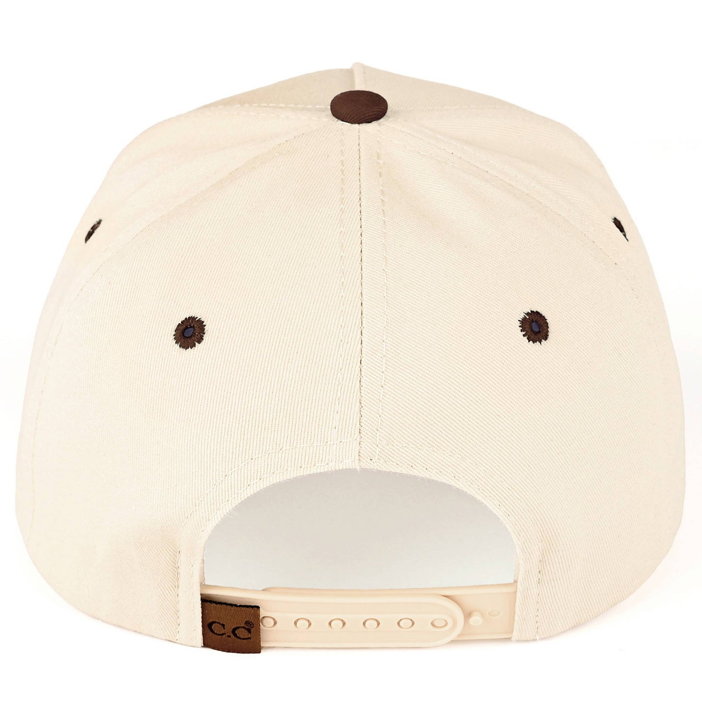 C.C WHISKEY WEATHER Embroidered Letter Two Tone Trucker Hat: Brown