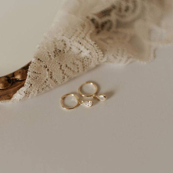 April Raindrop Dangle Hoops: Gold