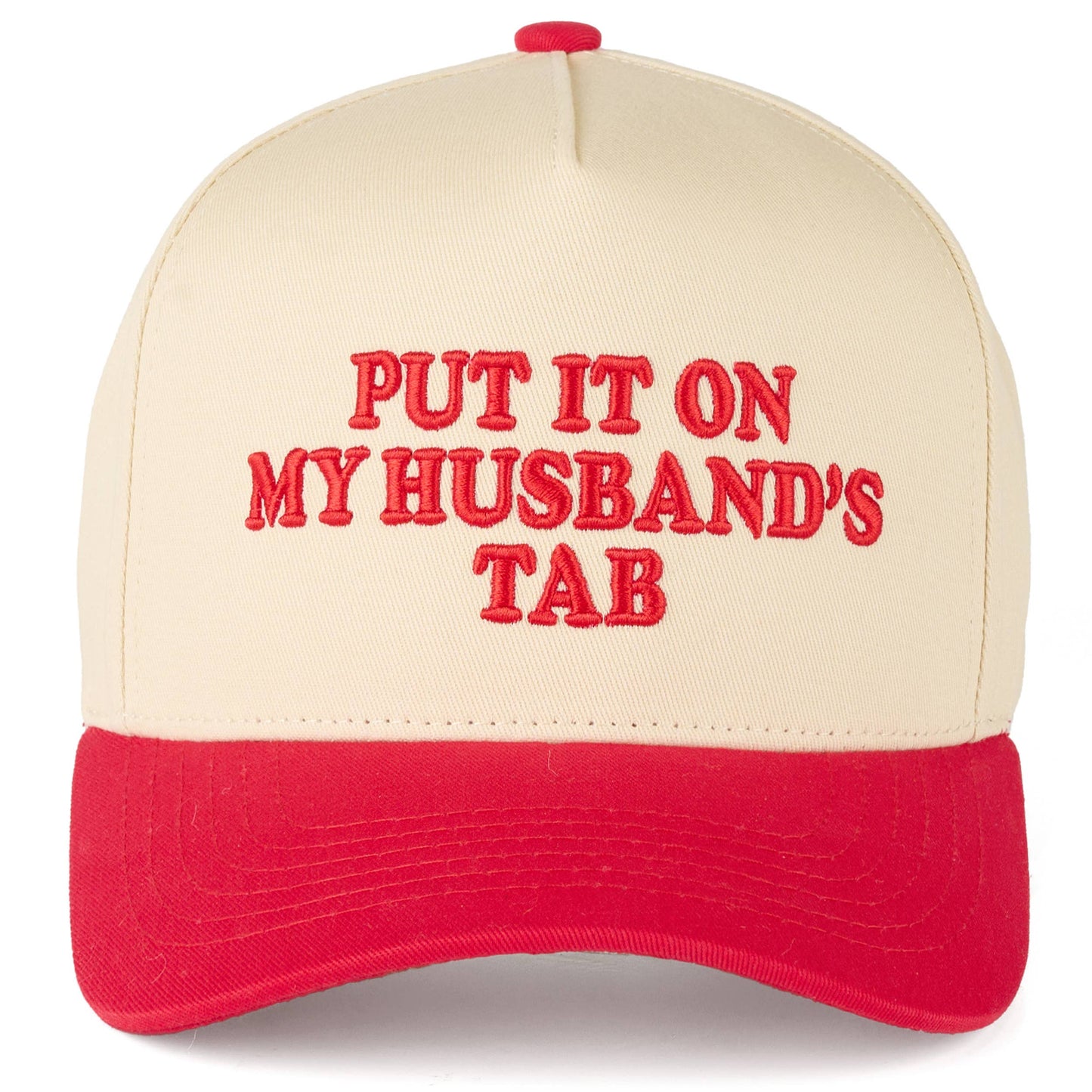 C.C PUT IT ON MY HUSBAND'S TAB Letter Trucker Hat: Brown