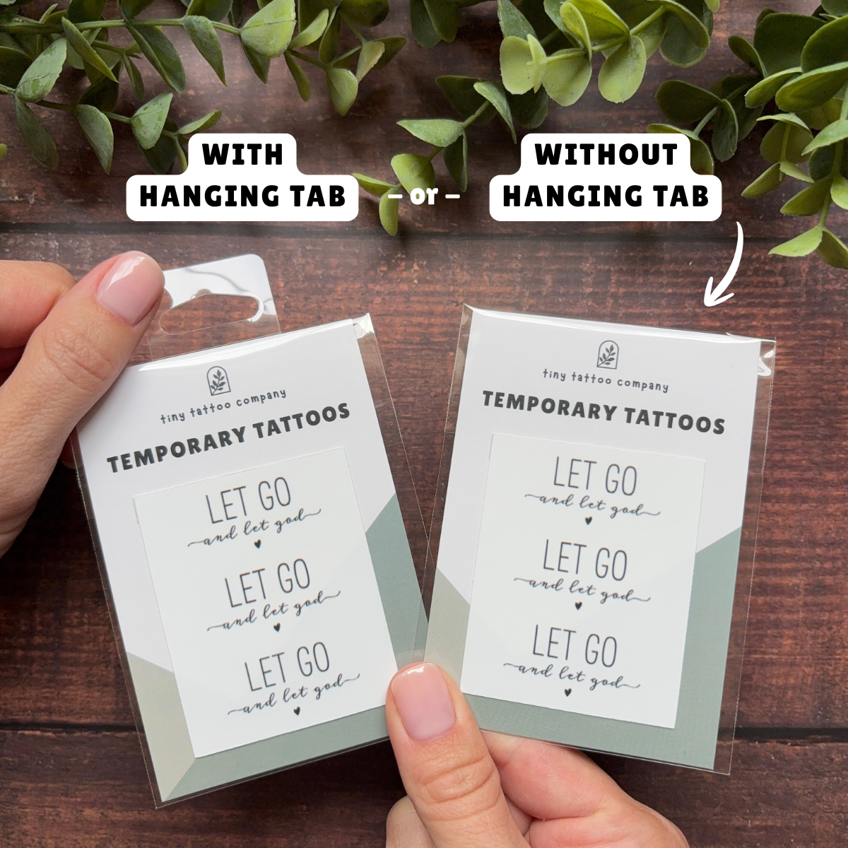 'Let Go & Let God' Temporary Tattoo Set  ✝︎: With Hanging Tab