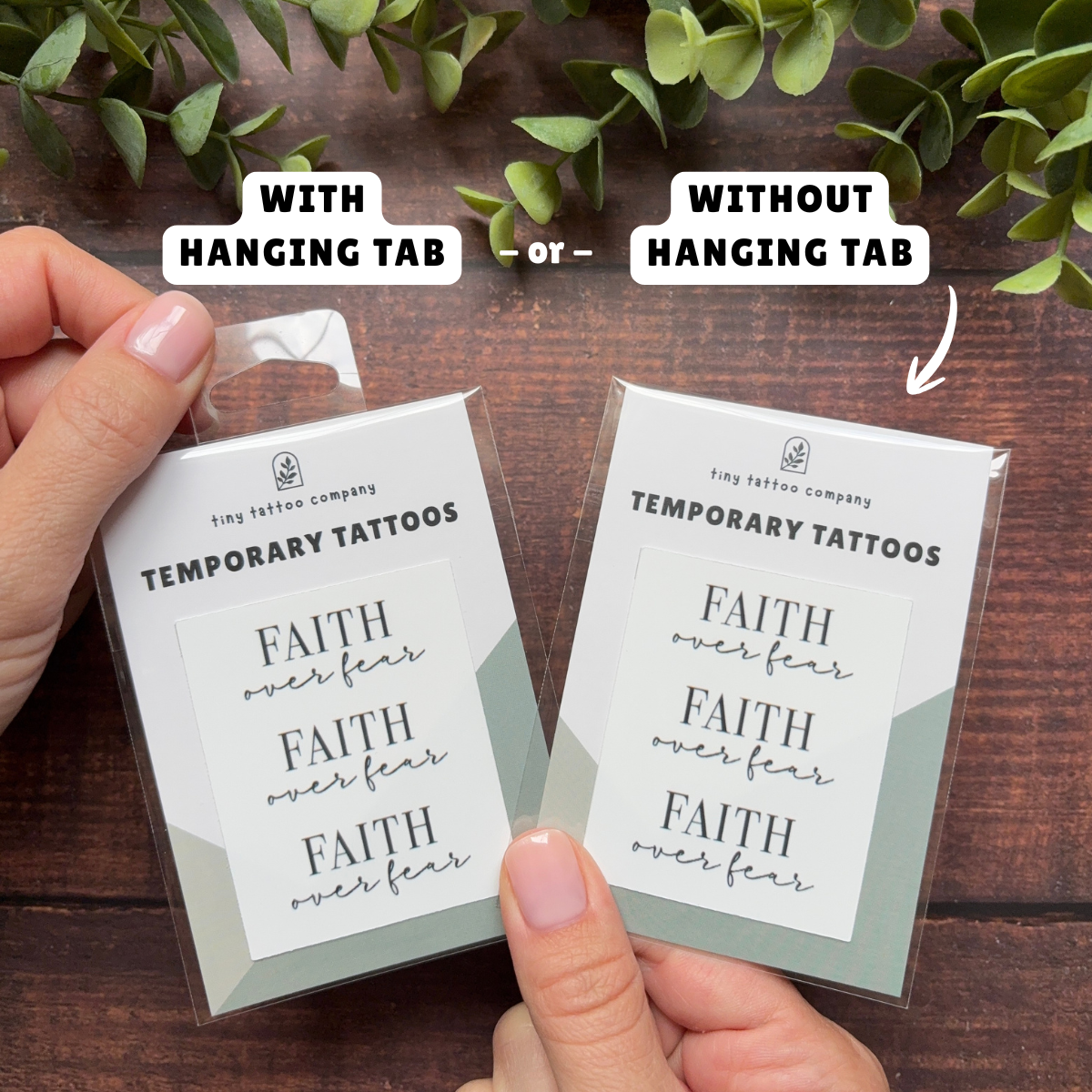 'Faith Over Fear' Temporary Tattoo Set  ✝︎: With Hanging Tab
