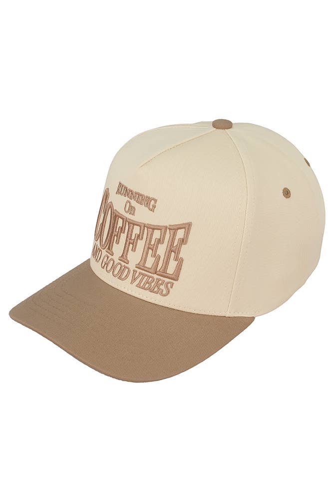 C.C RUNNING ON COFFEE AND GOOD VIBES Trucker Cap: Brown