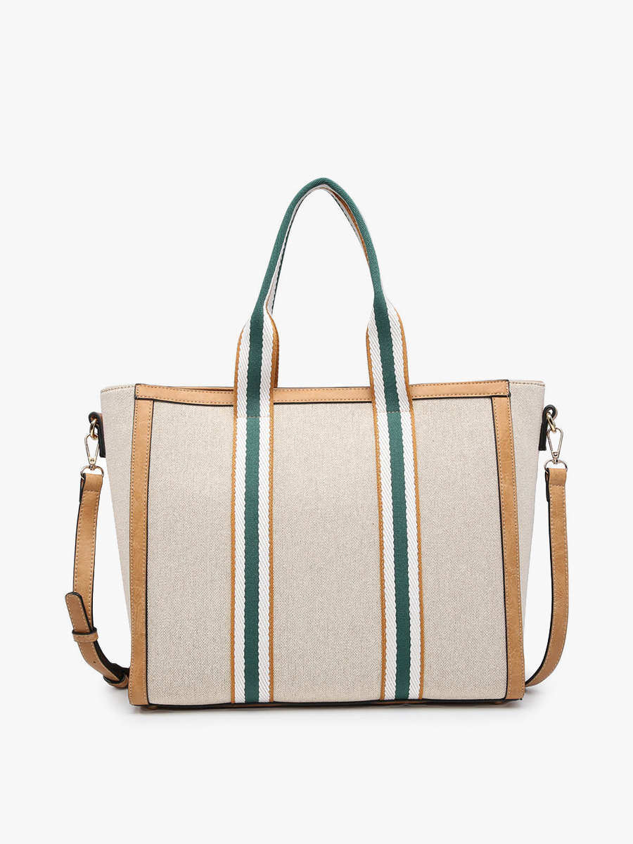 M2086CN Haley Canvas Tote w/ Contrast Straps: Coffee