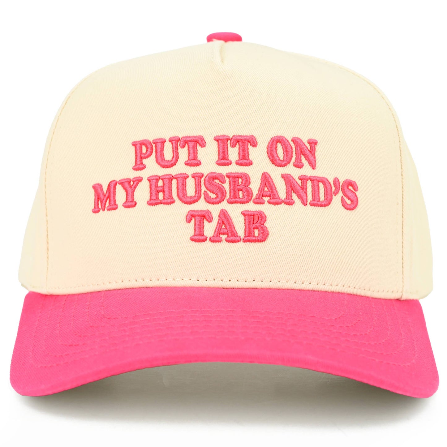 C.C PUT IT ON MY HUSBAND'S TAB Letter Trucker Hat: Brown