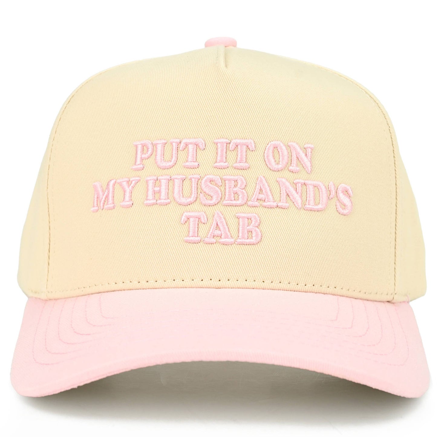 C.C PUT IT ON MY HUSBAND'S TAB Letter Trucker Hat: Brown