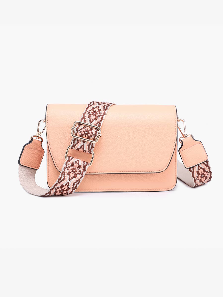 M2278 Noah Flapover Crossbody w/ Guitar Strap: Brown