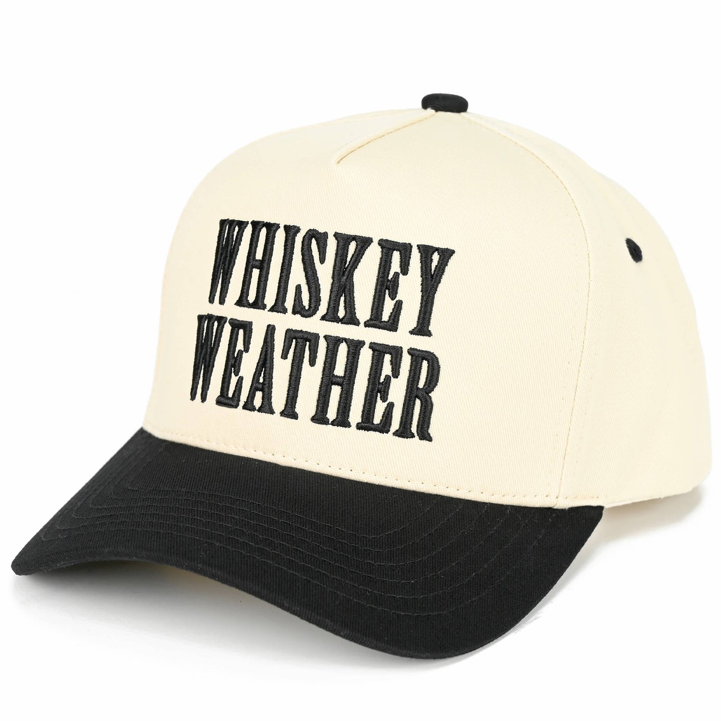 C.C WHISKEY WEATHER Embroidered Letter Two Tone Trucker Hat: Brown