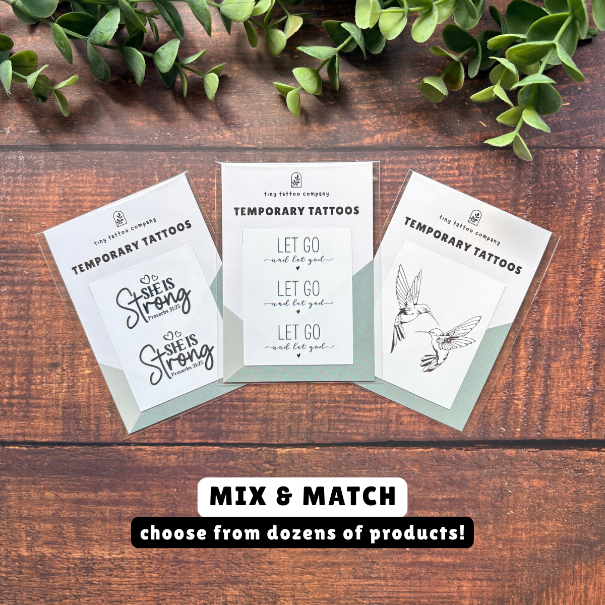 'Let Go & Let God' Temporary Tattoo Set  ✝︎: With Hanging Tab