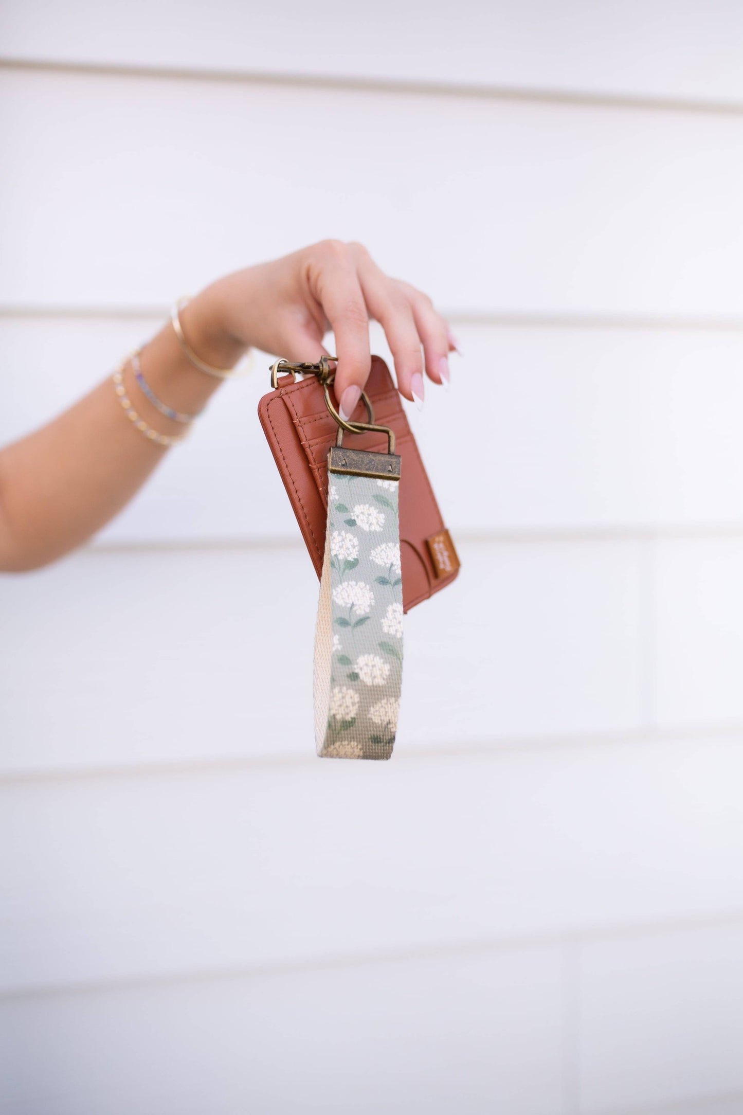 Card Holder Keychain Wallet with Wrist Lanyard, Faux Leather Compact Card Holder, Stylish Keychain Wallet for Women: 6 harvest flower / Beige