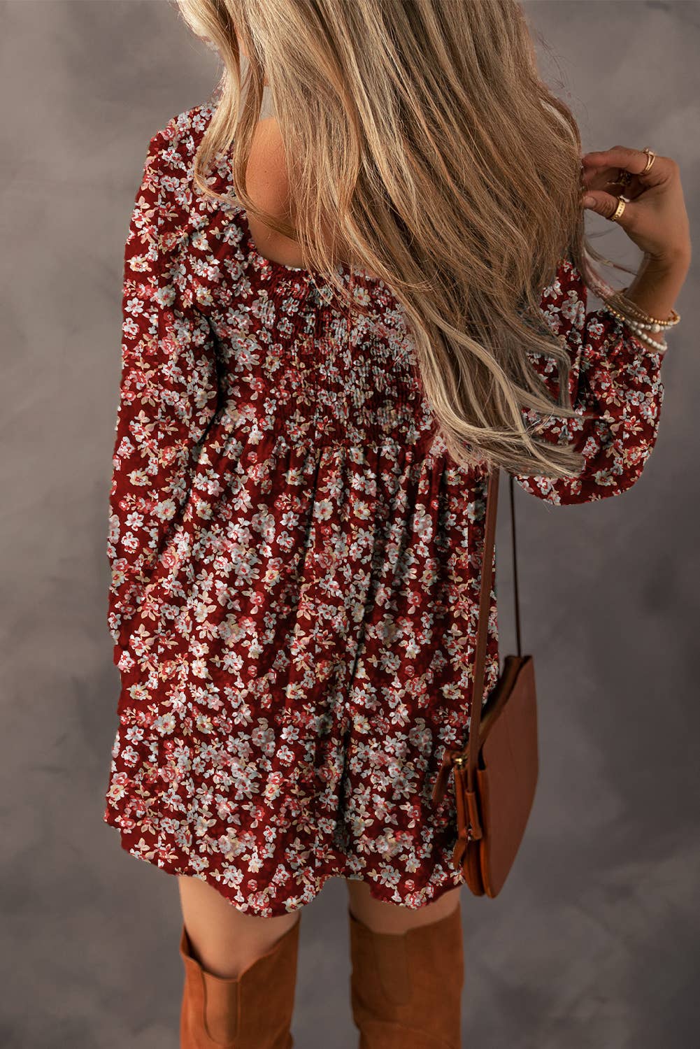 BOHO Floral Sweetheart Neck Mini Dress | S-XL: As shown / Missy / L