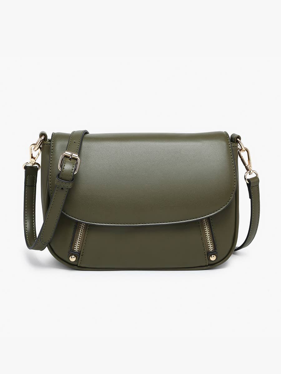 Lindsay Flapover Crossbody Bag – Dual Zip | M2628 : Black