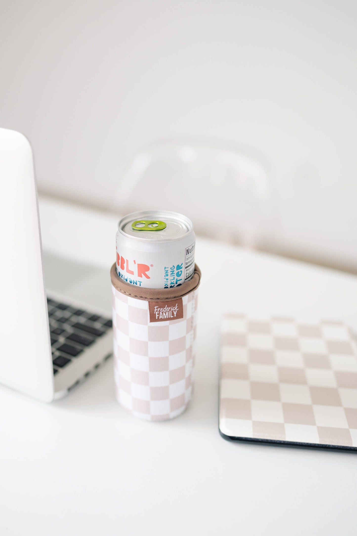 Slim Can Drink Sleeves- Reusable Neoprene Coolers with Aesthetic Patterns, 12oz Skinny Can Holder for Seltzer Energy Drinks: 1 brown bow