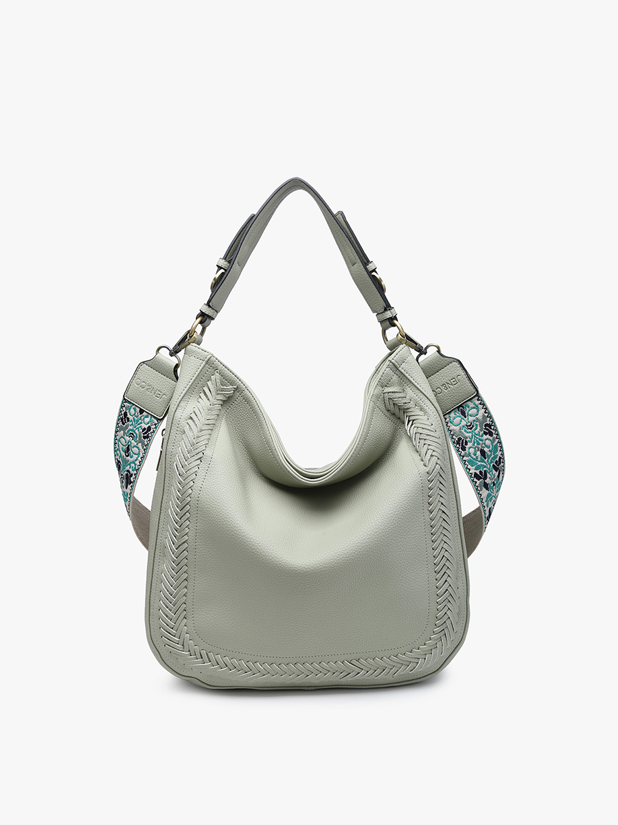 M2049 Aris Whipstitch Hobo/Crossbody w/ Guitar Strap: Black